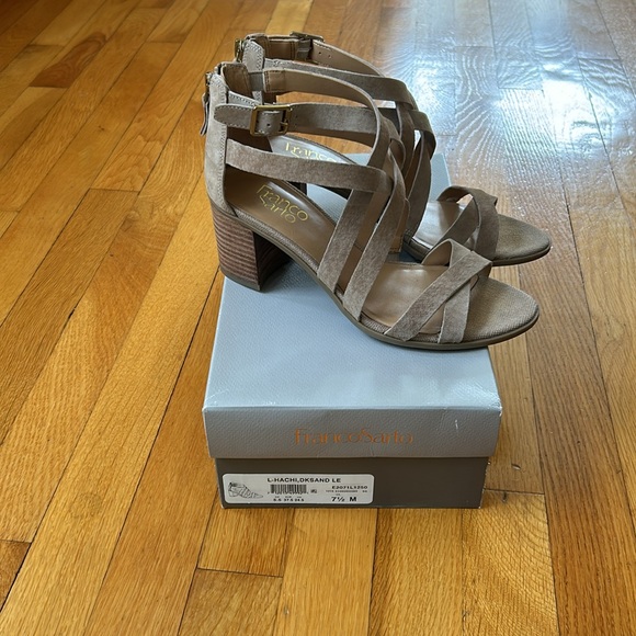 FRANKO SARTO L- Hachi Gladiator Sandal Dark Sand Suede Size 7.5 - Picture 2 of 6